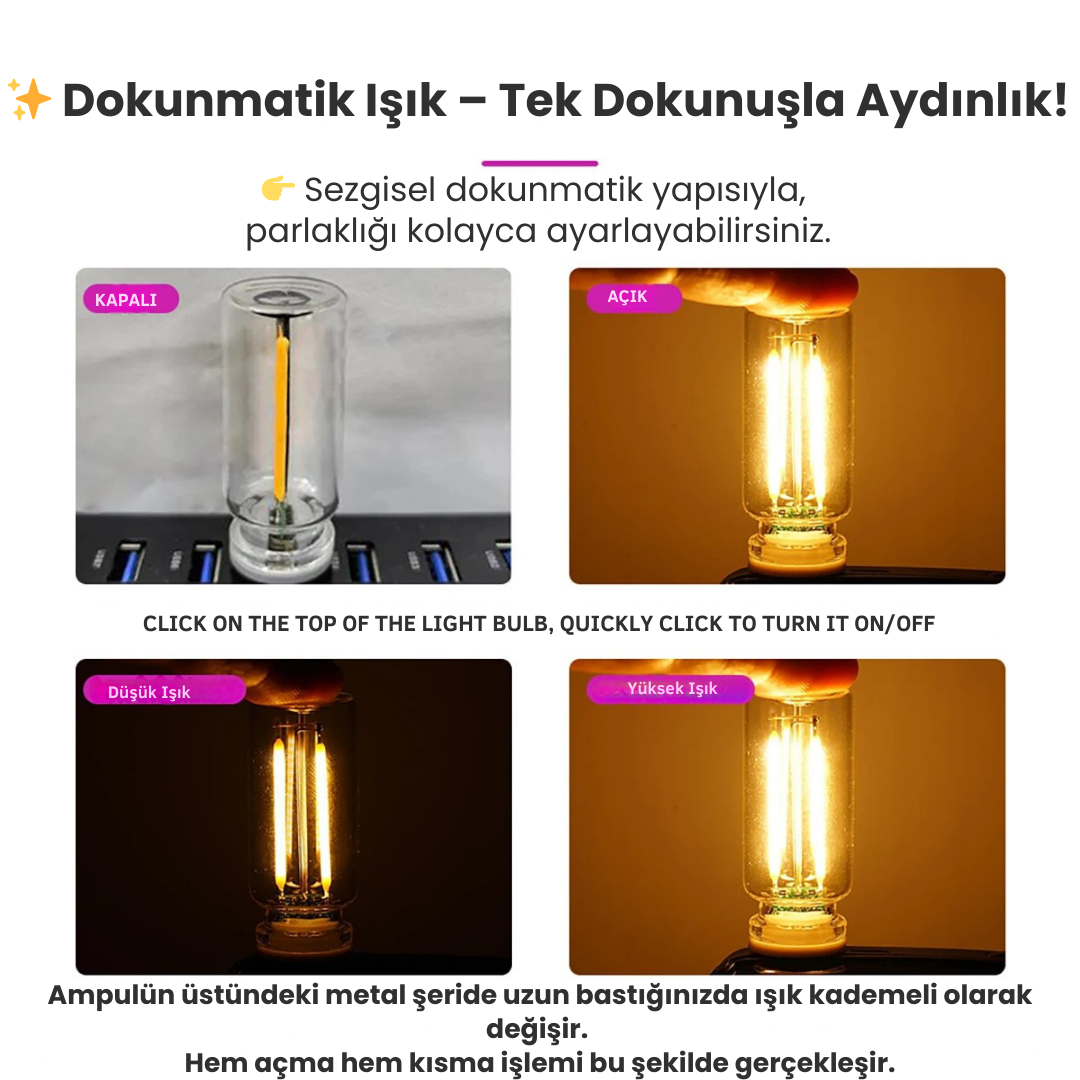 Retro Lamp - Dokunmatik Parlaklık Ayarlı Akıllı Ampul
